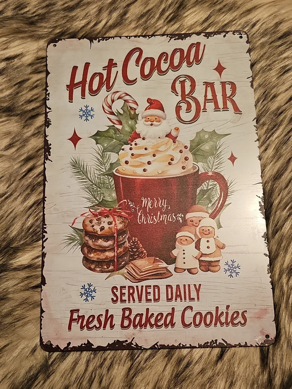 Merry Christmas Hot Cocoa Bar Sign in Red and Cream